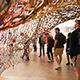 Students from Professor Anne Bost's Enduring Questions class visited the gallery of Artist in Residence Akindiya Akirash and had a chance to interact